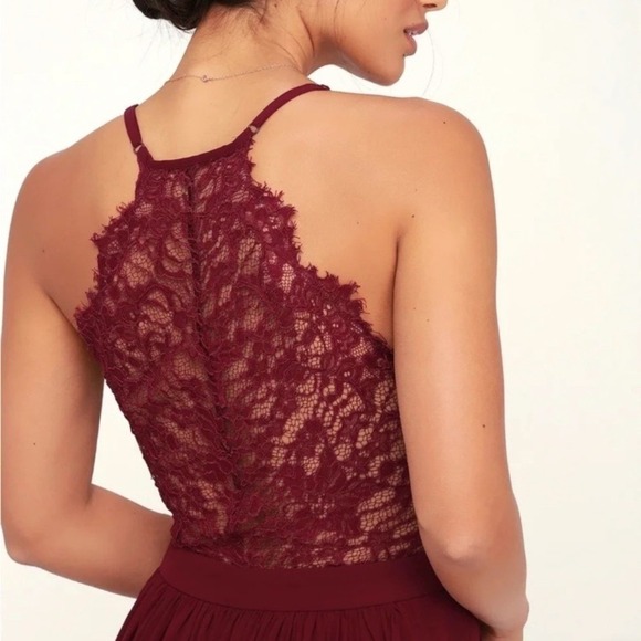 Lulus love spell lace‎ back maxi dress size XL maroon party wedding bridesmaids - Picture 4 of 17
